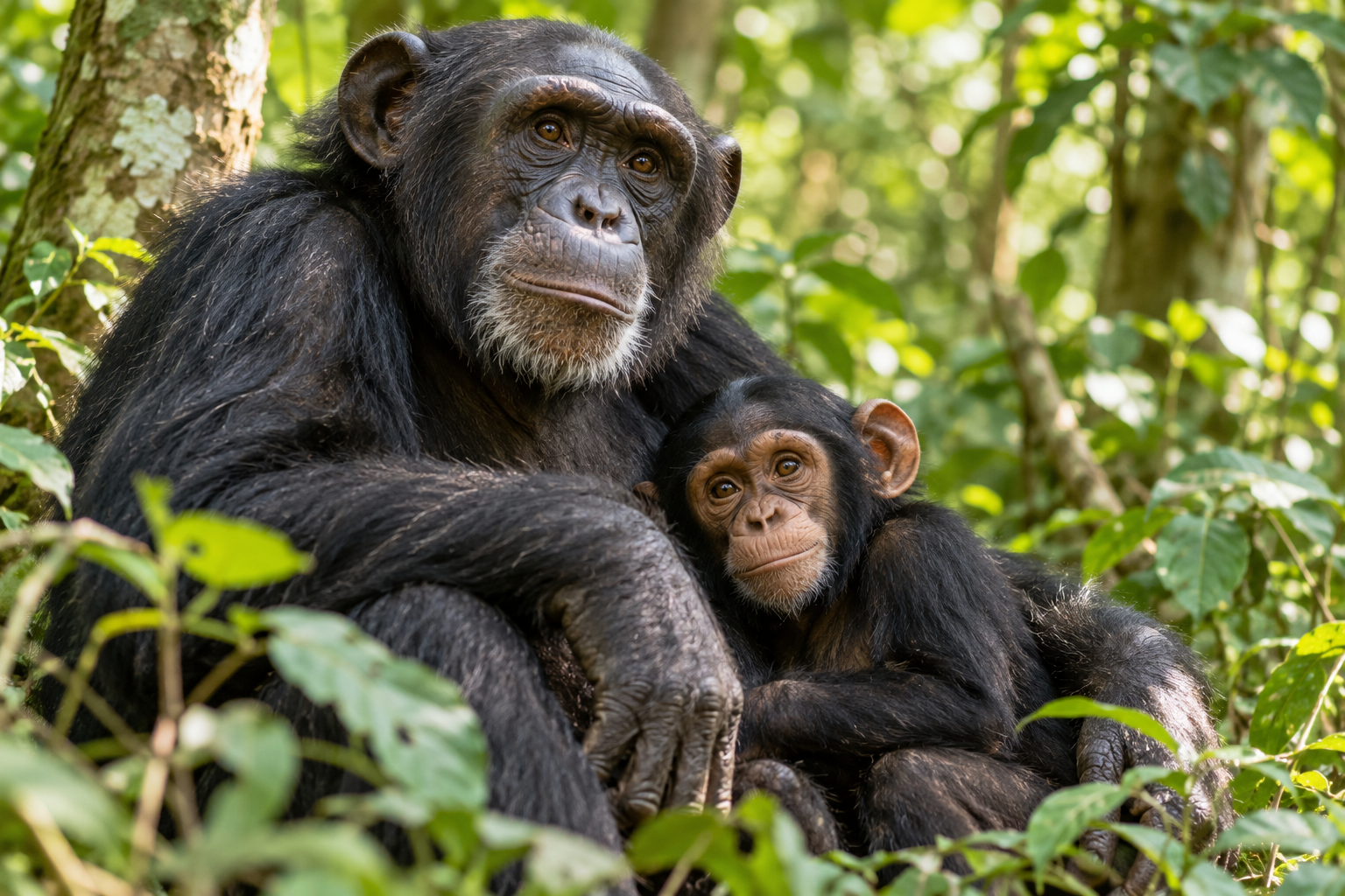 Chimpanzees in their forest habitat